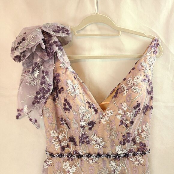 New Mac Duggal 79301 Amethyst Embroidered & Sequin Mesh & Lace Mermaid Gown  (8) - Picture 3 of 16